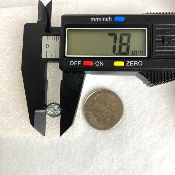 Sterling Silver 925 Dainty Bezel Set Oval Blue Cubic Zirconia CZ Stud Earrings - Picture 14 of 16